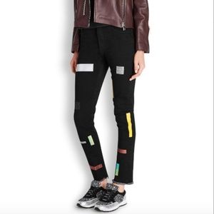 Aries Women's Black Tape-appliqué Skinny Jeans